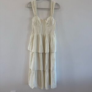 WeWoreWhat Cream Corset Midi Dress